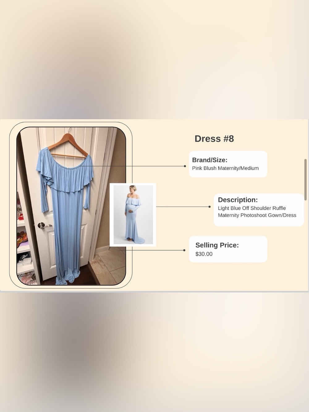 Pinkblush Light Blue Off-Shoulder Ruffle Maternity Gown